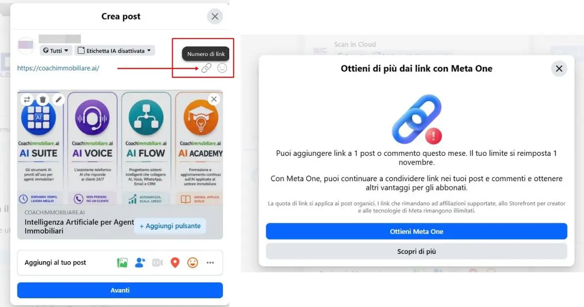 verifica meta one pagine facebook